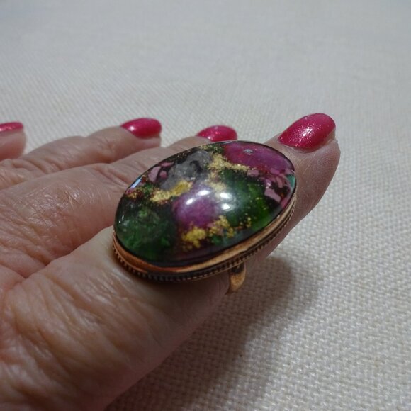 Beautiful "OYSTER TURQUOISE" Handmade COPPER Ring Size 8.25 #751B - Picture 1 of 4